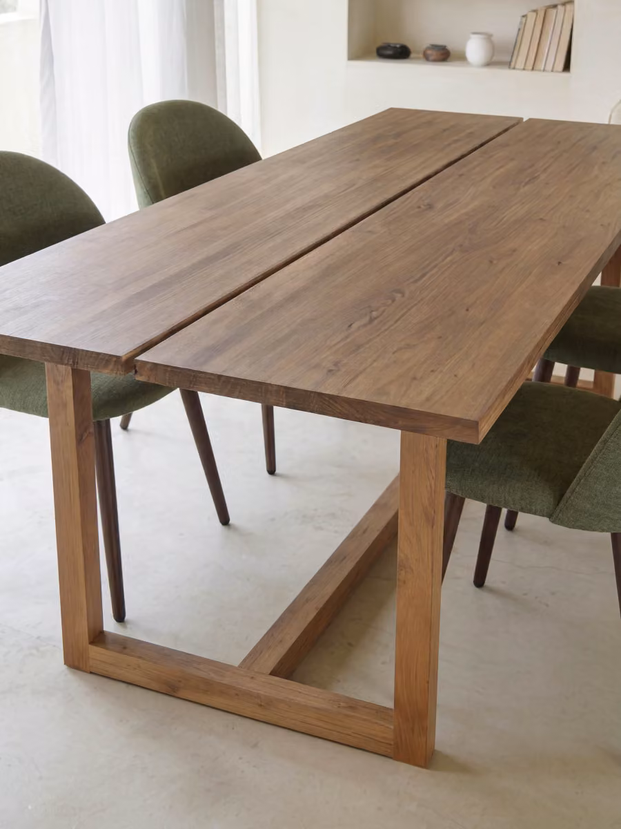 Tavolo da pranzo rettangolare Inner Mesa 220 in legno di pino massello Kenay Home, colore marrone e beige – 2