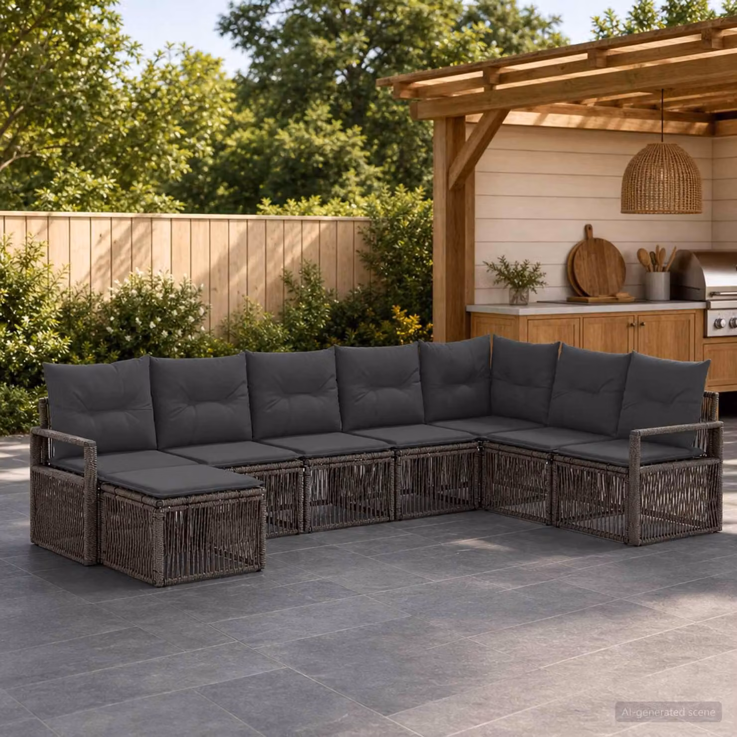 Maison Exclusive - Set da giardino composto da 8 pezzi. Divano in rattan sintetico, colore grigio
