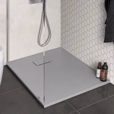 Piatto doccia rettangolare Agorà in resina filo pavimento grigio pietra L: 100 cm, P: 80 cm