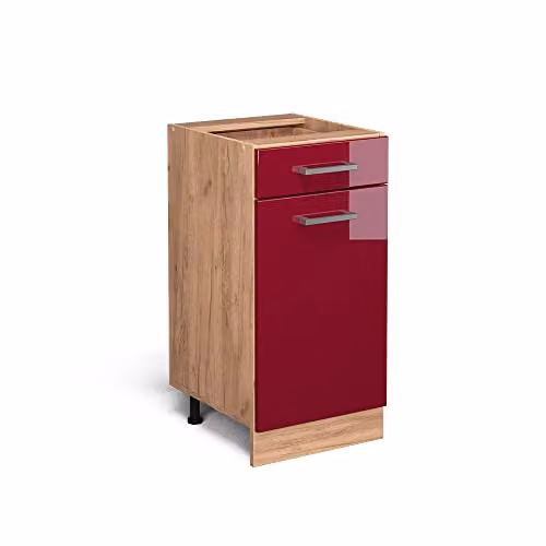 Vicco Mobiletto base per cucina R-Line, Rosso lucido, 40 cm