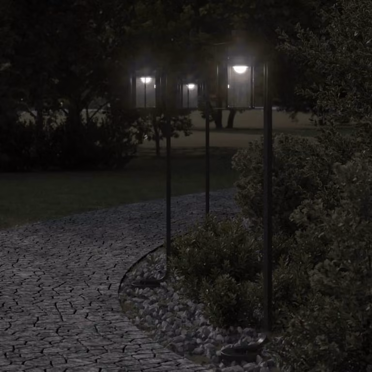 vidaXL Lampada da terra per esterni in acciaio inox argento e nero, Altezza: 100 cm
