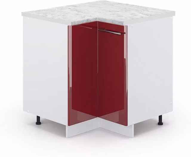 Mobile ad angolo cucina Fame-Line Bordeaux lucido/Bianco 80.5 cm, PL Marmo Vicco
