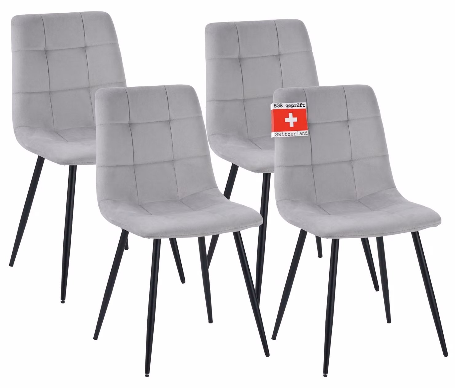 Set di 4 sedie per sala da pranzo Albatros grigio BORA - Confortevole sedia imbottita per un design moderno ed elegante al tavolo da pranzo - sedia da cucina o da sala da pranzo con elevata capacità di carico fino a 110kg