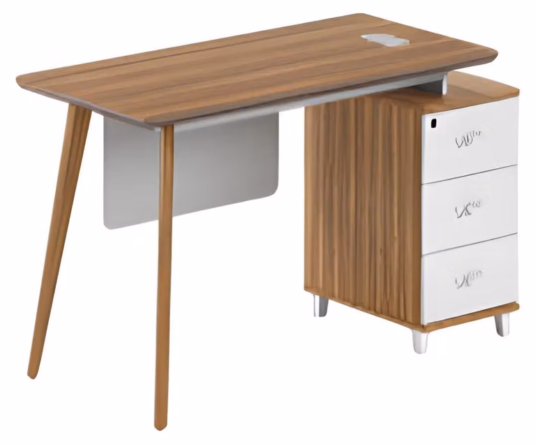 Moderner Schreibtisch aus Holz mit Stauraum und eleganten weißen Schubladen