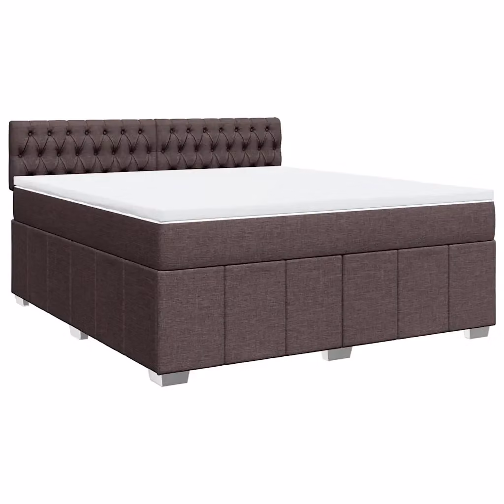 Letto Ibrido vidaXL con Giroletto a Molle e Materasso in Tessuto Marrone e Bianco L/P: 180 x 200 cm – 2