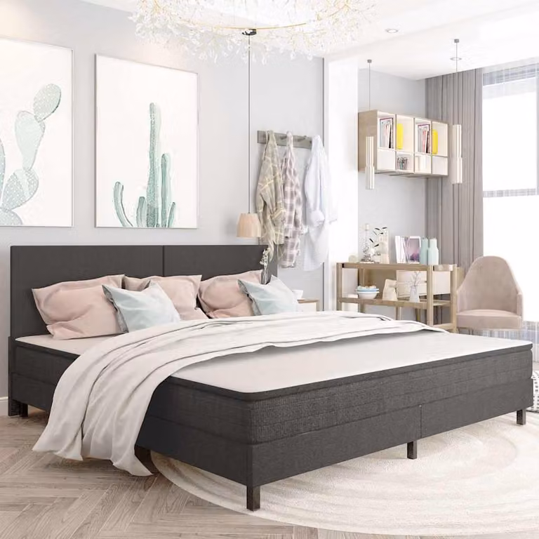 Letto a molle vidaXL in tessuto grigio 200x200 cm