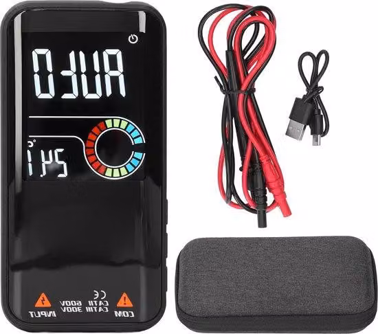 Multimetro digitale ricaricabile con selezione automatica della portata: voltmetro, misuratore di resistenza, capacità, frequenza e amperometro NCV con 9999 letture