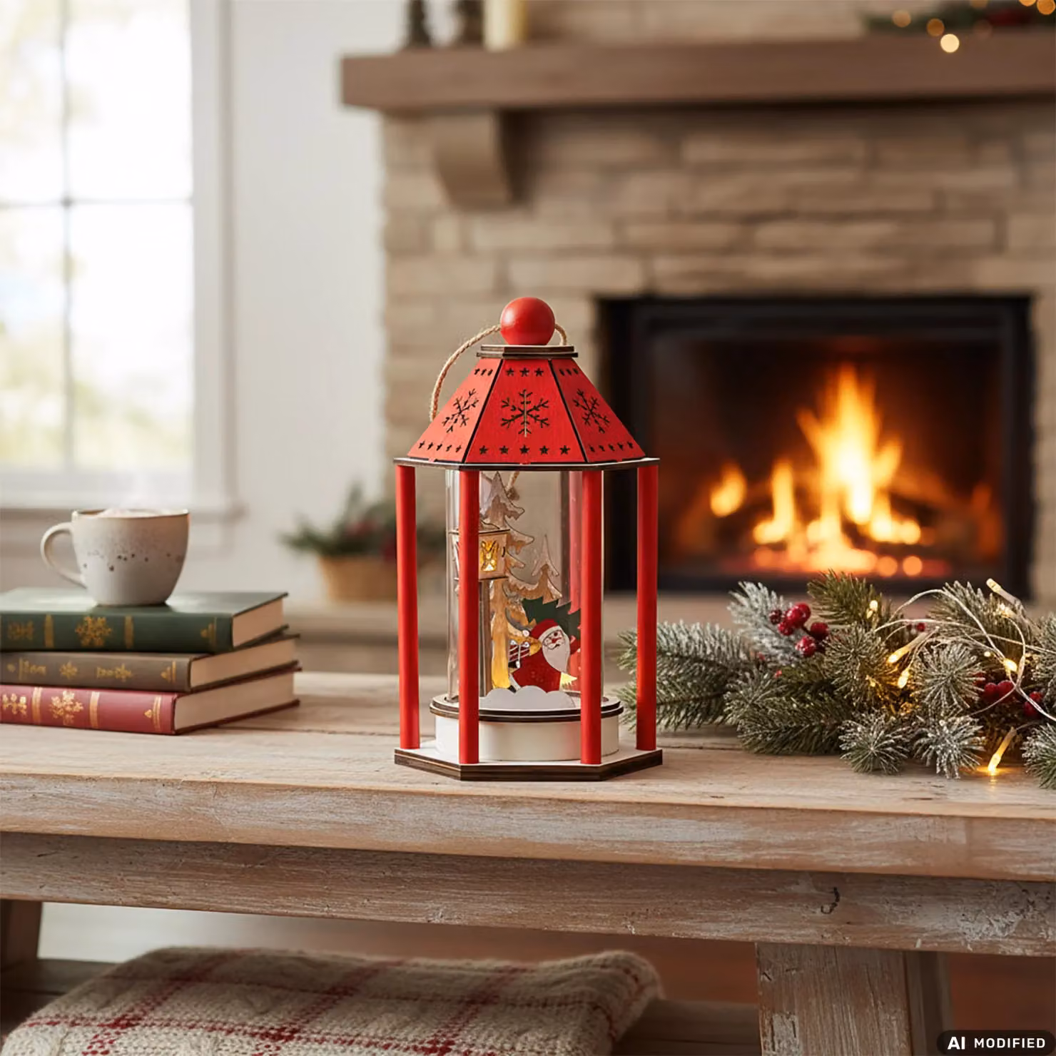 Lanterna Natalizia Luminosa VESTIAMO CASA, Colore Rosso, Altezza: 24 cm – 2