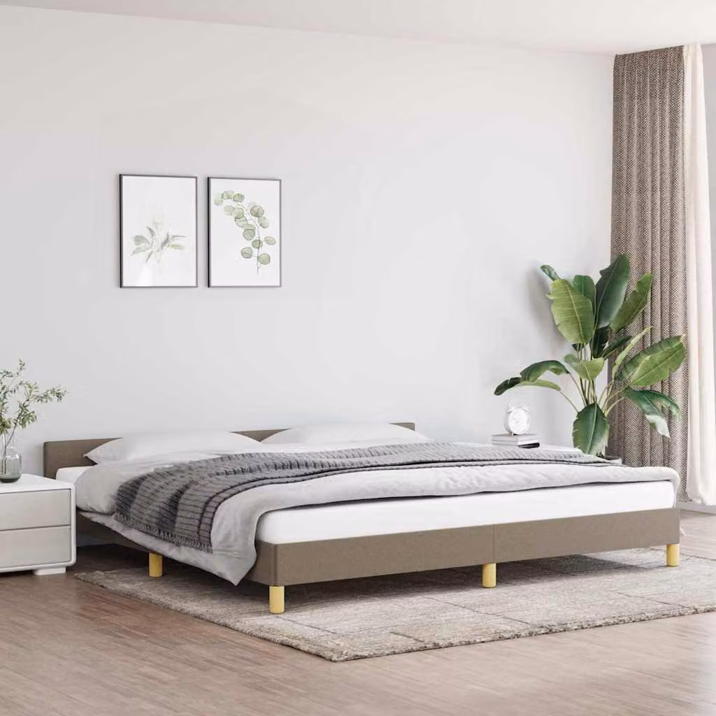 vidaXL Giroletto imbottito in tessuto beige con doghe in legno L/P: 200 x 200 cm