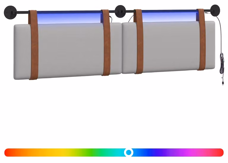 Testiera sospesa Con luce LED Grigio NuvolaPoliuretanoAntico