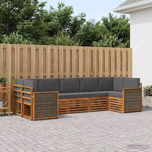 Set di divani da esterno 6 pz Naturale e Antracite 3384798