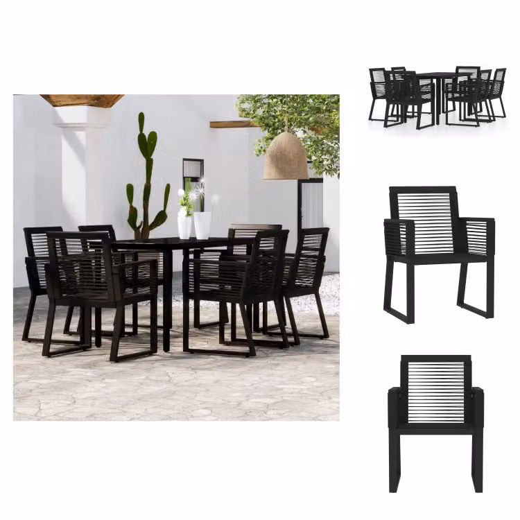 vidaXL set da pranzo da giardino 7 pezzi nero - Set di mobili da giardino