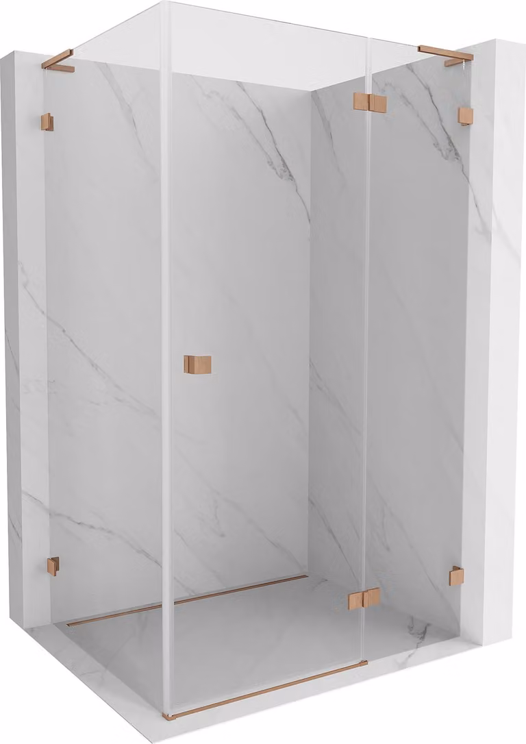 Mexen Lunar L cabina doccia battente destra 100 x 80 cm, trasparente, rame spazzolato - 834L-100-080-65-00-P