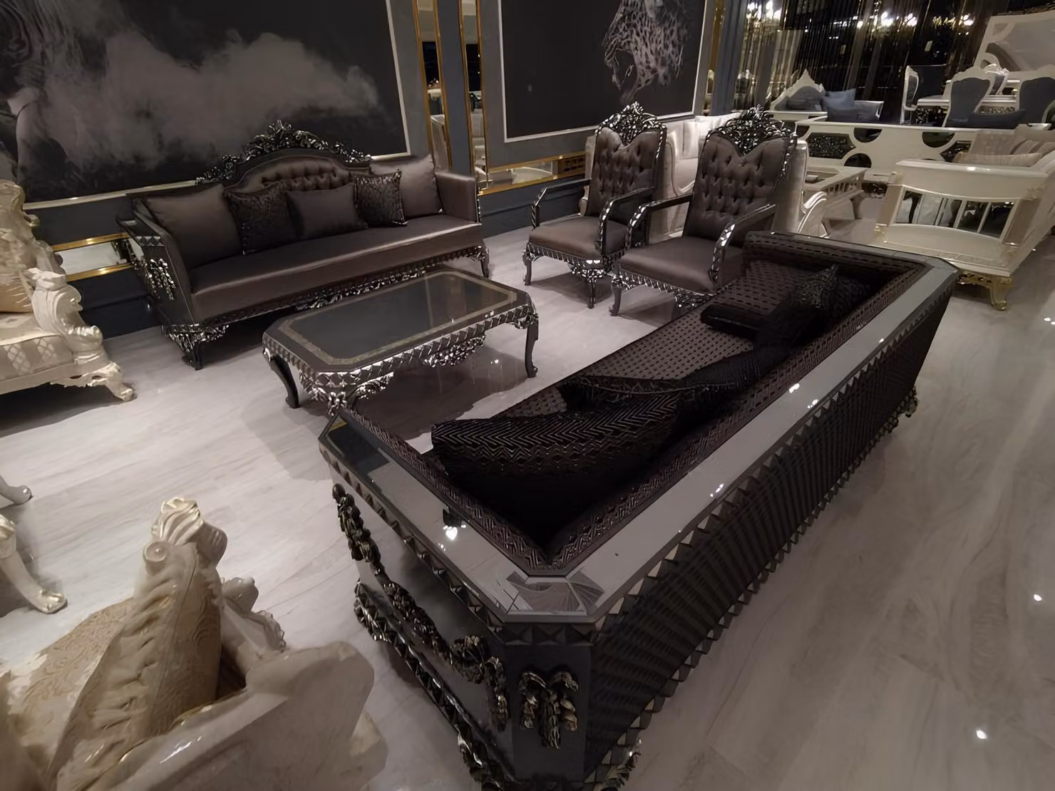 Komfortablen Wohnzimmer set Garnitur 3+1+1 und Luxus 2x Sessel Braun