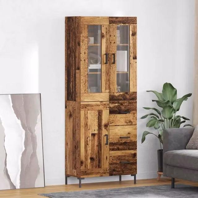 Credenza 2 pz Legno vecchio 69,5 x 34 x 180 cm 3415763