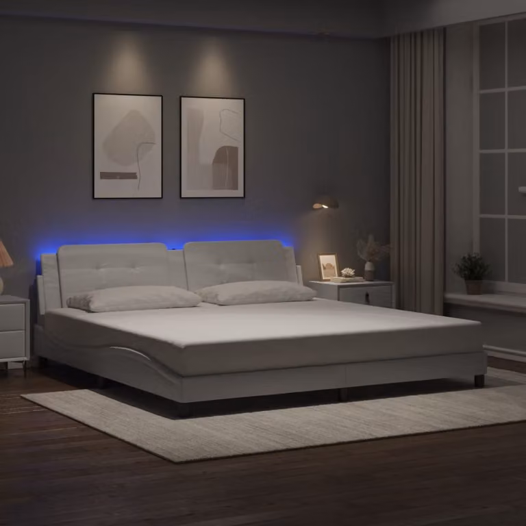 vidaXL Giroletto Zadar Bianco con LED e porta USB, L/P/H: 200 x 200 x 218 cm