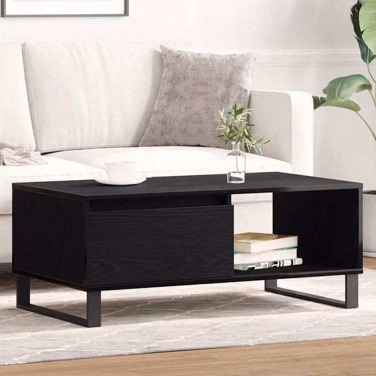 Maison Exclusive - Tavolino nero effetto rovere 90 x 50 x 36,5 cm Materiale ligneo