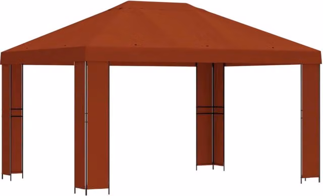 Gazebo | Pergolato 4 ¡Á 3 m Terracotta Poliestere e Acciaio 190 gsm