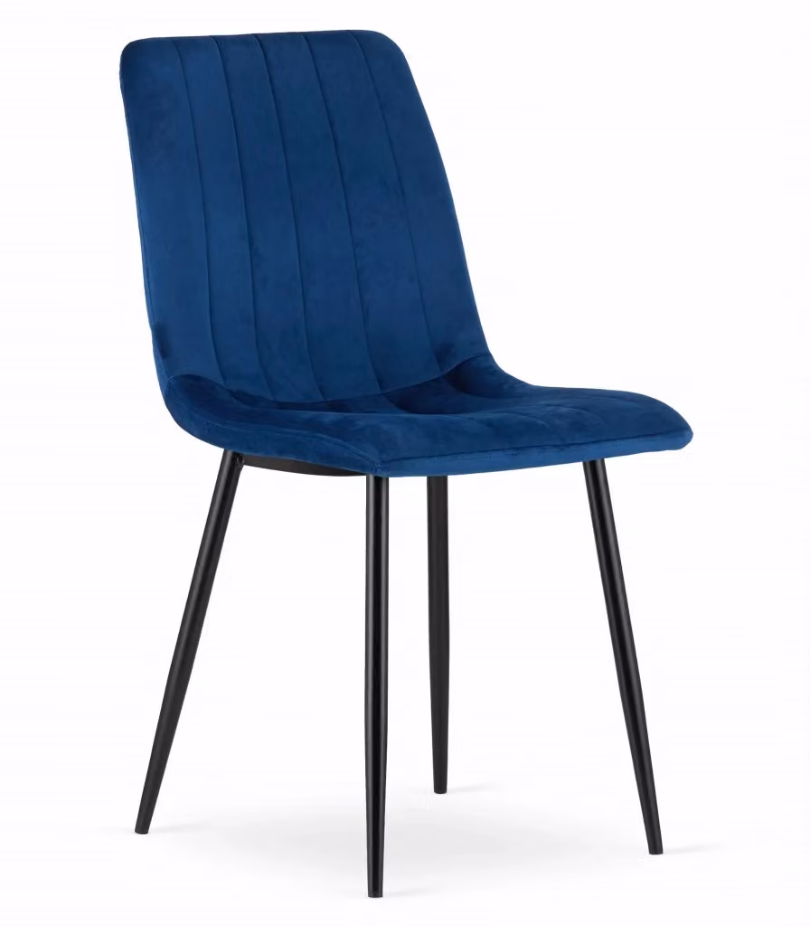 Set di 3 sedie Valora Jewa in velluto blu e nero con struttura in metallo per soggiorno o sala da pranzo – 2