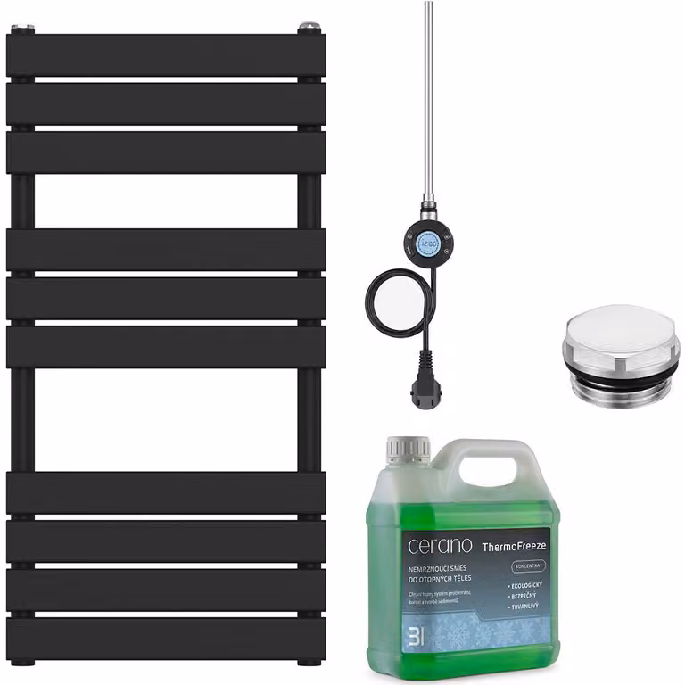 Set di radiatori elettrici da bagno Claude - Wi-Fi - 300W - nero opaco - 1000x500 mm