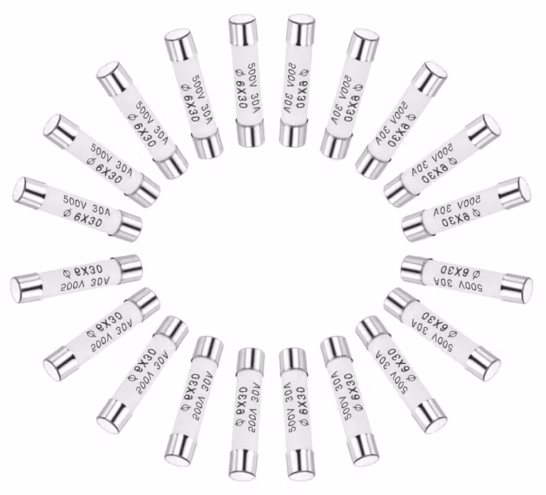 Fusibili ceramici, 30 A, 500 V, dimensioni 6 x 30 mm, confezione da 20 pezzi