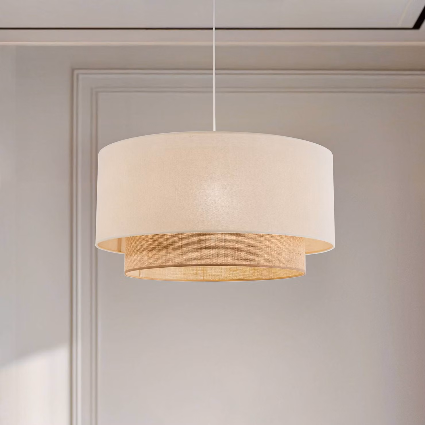Lampada a sospensione Boho Duolla, dimmerabile, Bianco / Opale, Camera da letto, Metallo, Lampada a sospensione
