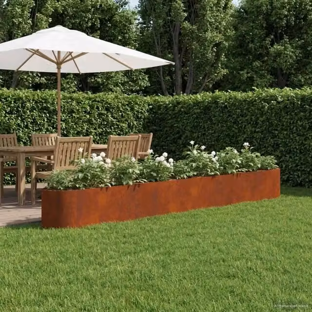 Letto rialzato da giardino vidaXL in acciaio Corten marrone L: 380 cm, P: 40 cm, H: 40 cm