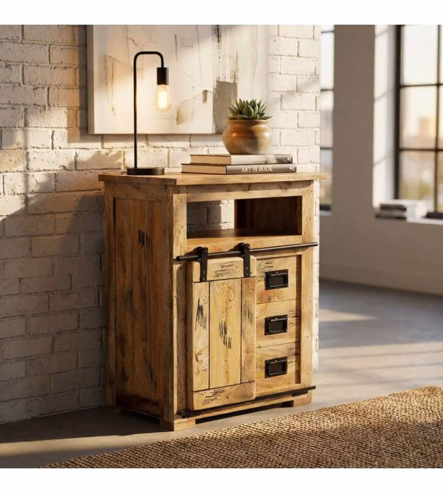 Cosma Mobile Soggiorno Zacharias in Legno di Mango Marrone 70x45x90 cm