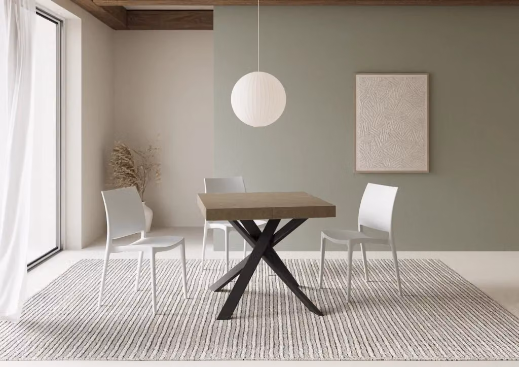 Tavolo Allungabile Moderno GIORDANOSHOP Clerk Beige e Antracite L/P/H: 90-194 x 90 x 76 cm – 2
