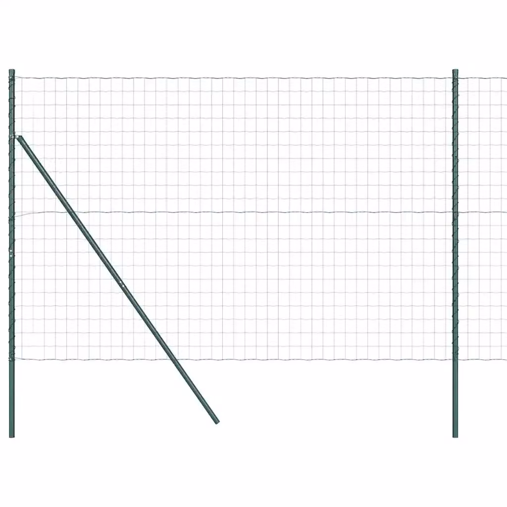 Recinzione in acciaio rivestita in PVC verde vidaXL con fissaggio a terra, L: 10 m, H: 1,5 m – 2