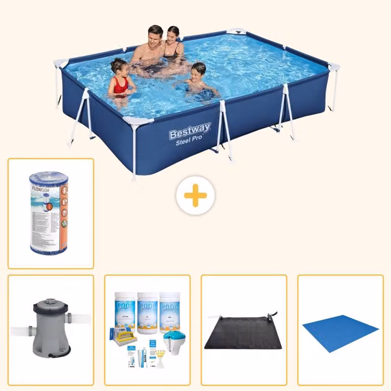Bestway Steel Pro, piscina rettangolare - 300x201x66 cm - 6 pezzi - Modello S22087
