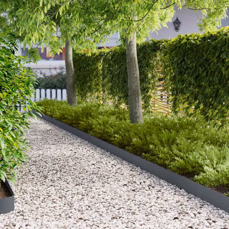 Set di 10 bordure per prato vidaXL in acciaio colore antracite, L: 102 cm, P: 10 cm, H: 4 cm
