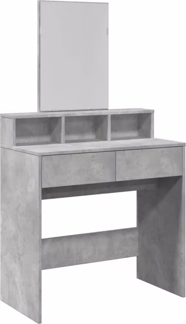Toeletta moderna con specchio in stile cemento grigio, L: 80 cm, P: 41 cm, H: 144,5 cm – 1