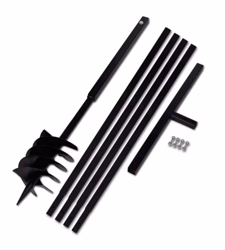 vidaXL Trapano da terra manuale in acciaio con manico 180 mm e tubo di prolunga da 5 m, colore nero – 2