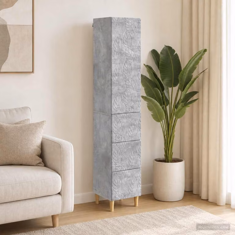 Set di 2 armadi vidaXL in MDF grigio opaco con ante e cassetti, L/P/H: 33 x 34,5 x 90 cm