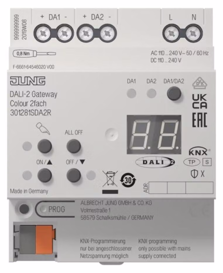 JUNG 30128 1S DA2 R KNX DALI-2 Gateway Colour 2fach (301281SDA2R)
