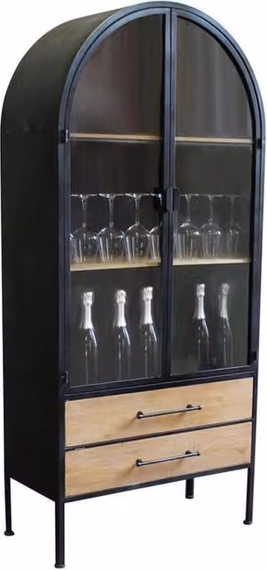 MOBILE CHADWICK IN FERRO E LEGNO CON 2 ANTE, 2 RIPIANI E 2 CASSETTI DIMENSIONI: CM 81,5 X 40 X 180 H