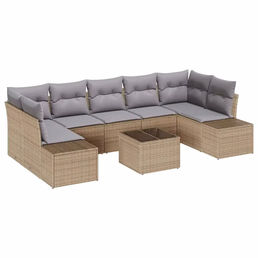 vidaXL Set Divano da Giardino a L con 8 Pezzi Beige e Grigio in Polyrattan e Metallo – 2