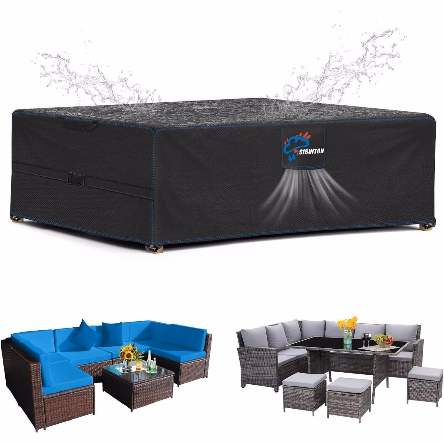 Copertura per mobili da giardino, dimensioni 200x160x70 cm, impermeabile, resistente al vento, resistente ai raggi UV, tessuto Oxford 420D