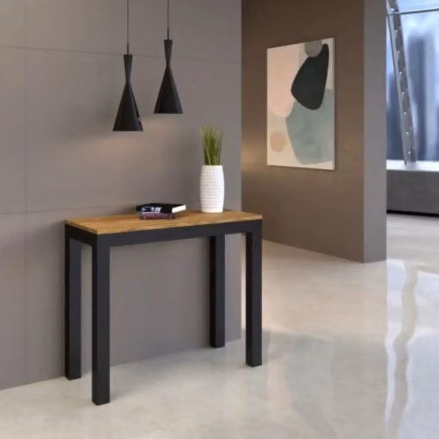 Consolle allungabile 90x40/196 cm Everyday Small Evolution quercia natura telaio e gambe antracite