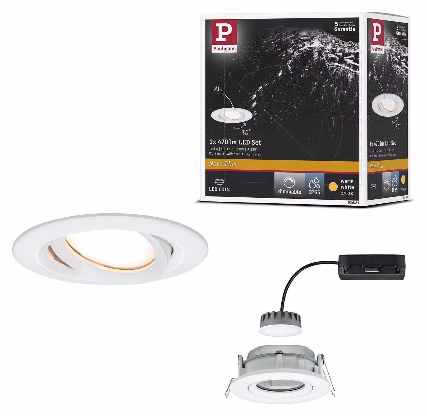 Paulmann Lampada da incasso LED Nova Plus orientabile a luce singola