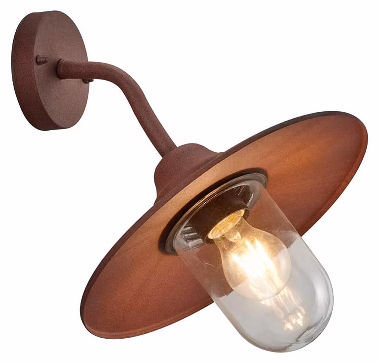 Apparecchio di illuminazione da esterno Brenta, alluminio color ruggine, vetro, 1 attacco E27, 40W