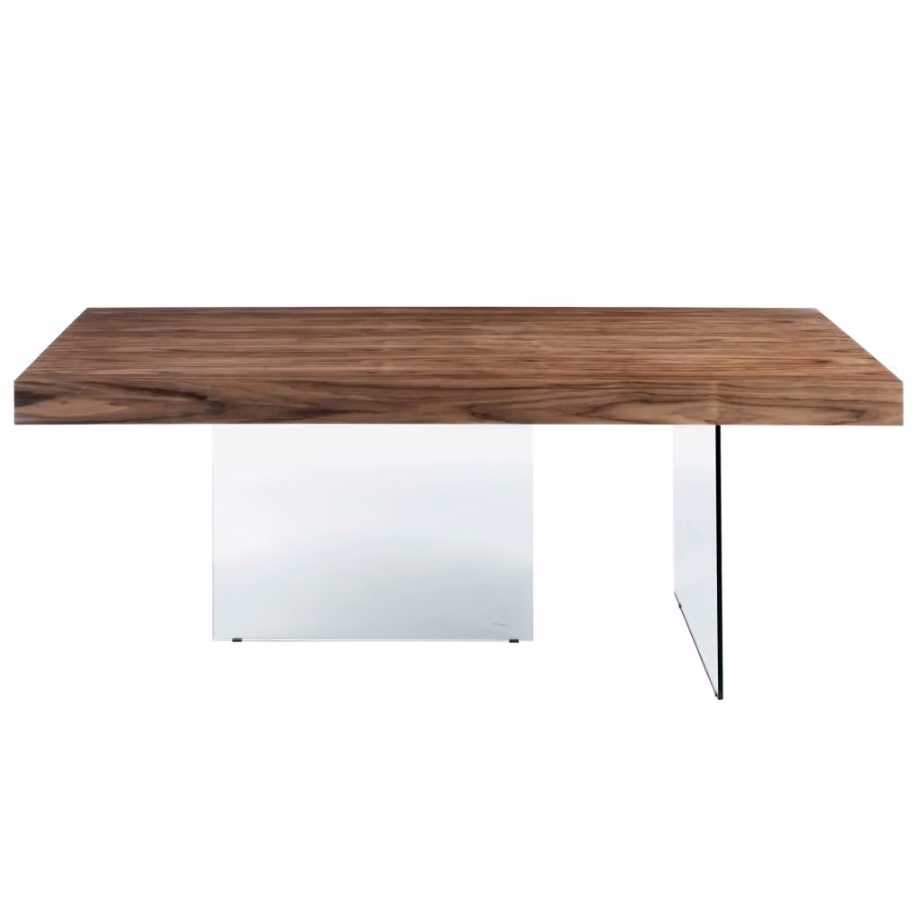 Tavolo da pranzo rettangolare moderno Angel Cerdá in legno e vetro color noce e marrone L: 200 cm, P: 100 cm, H: 75 cm – 2