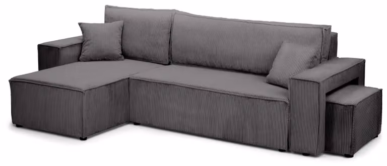 Divano a tre posti con funzione letto, modello Klara, finitura bronzo acciaio