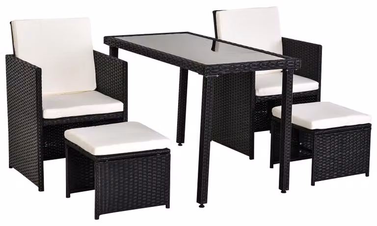 Set da giardino Outsunny, divano e poltrone in rattan sintetico, composto da 11 pezzi, colore nero e beige