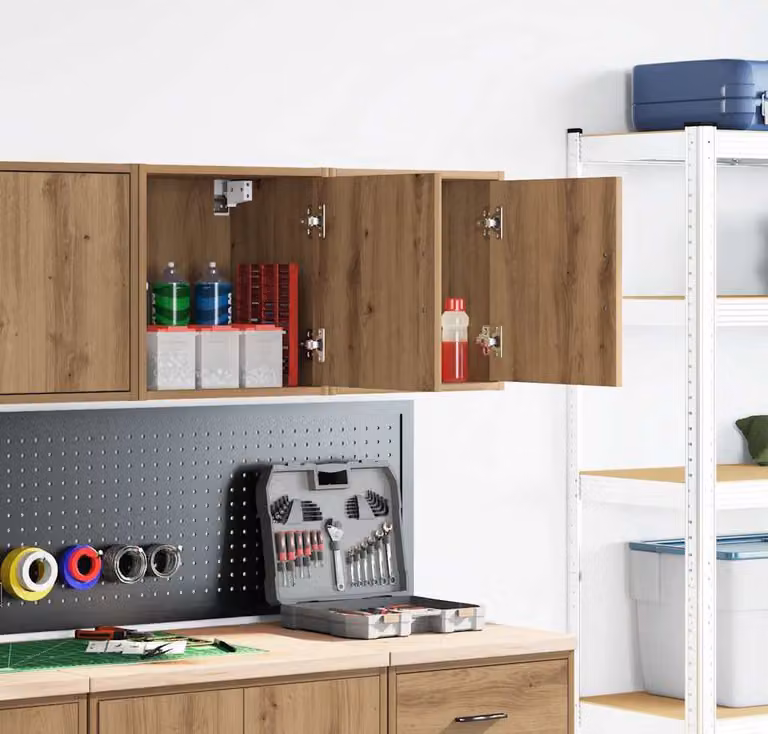 Pensili per Garage 2 pz Rovere Artigianale in Legno Multistrato
