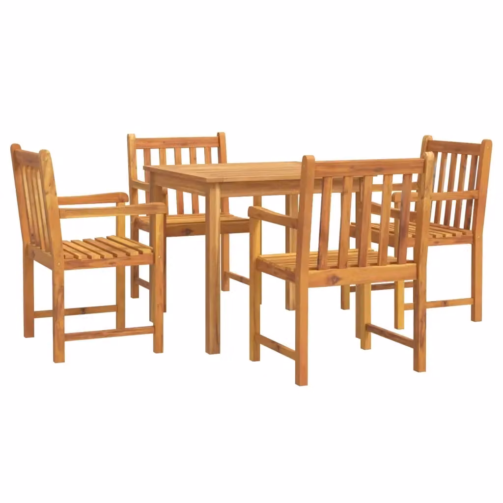 vidaXL Set da Pranzo per Giardino 5 pz in Legno di Acacia Marrone – 2