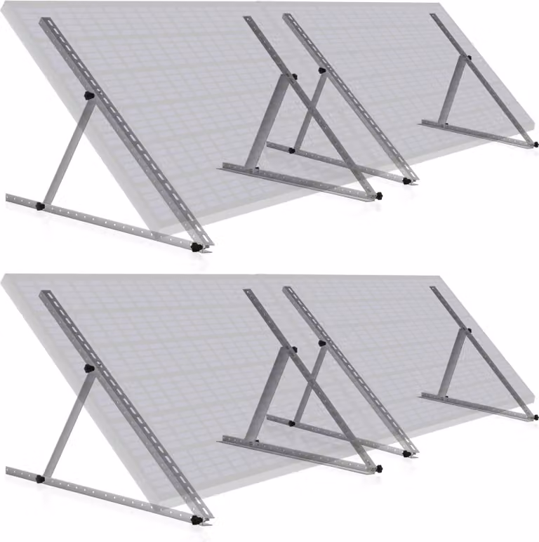 Staffa per pannelli solari Zelsius in alluminio, da 0 a 90 gradi, per quattro pannelli, asta di supporto 114 cm