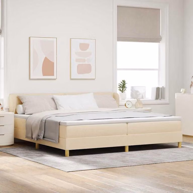 Maison Exclusive - Letto boxspring con testiera color crema 200 x 200 cm in tessuto