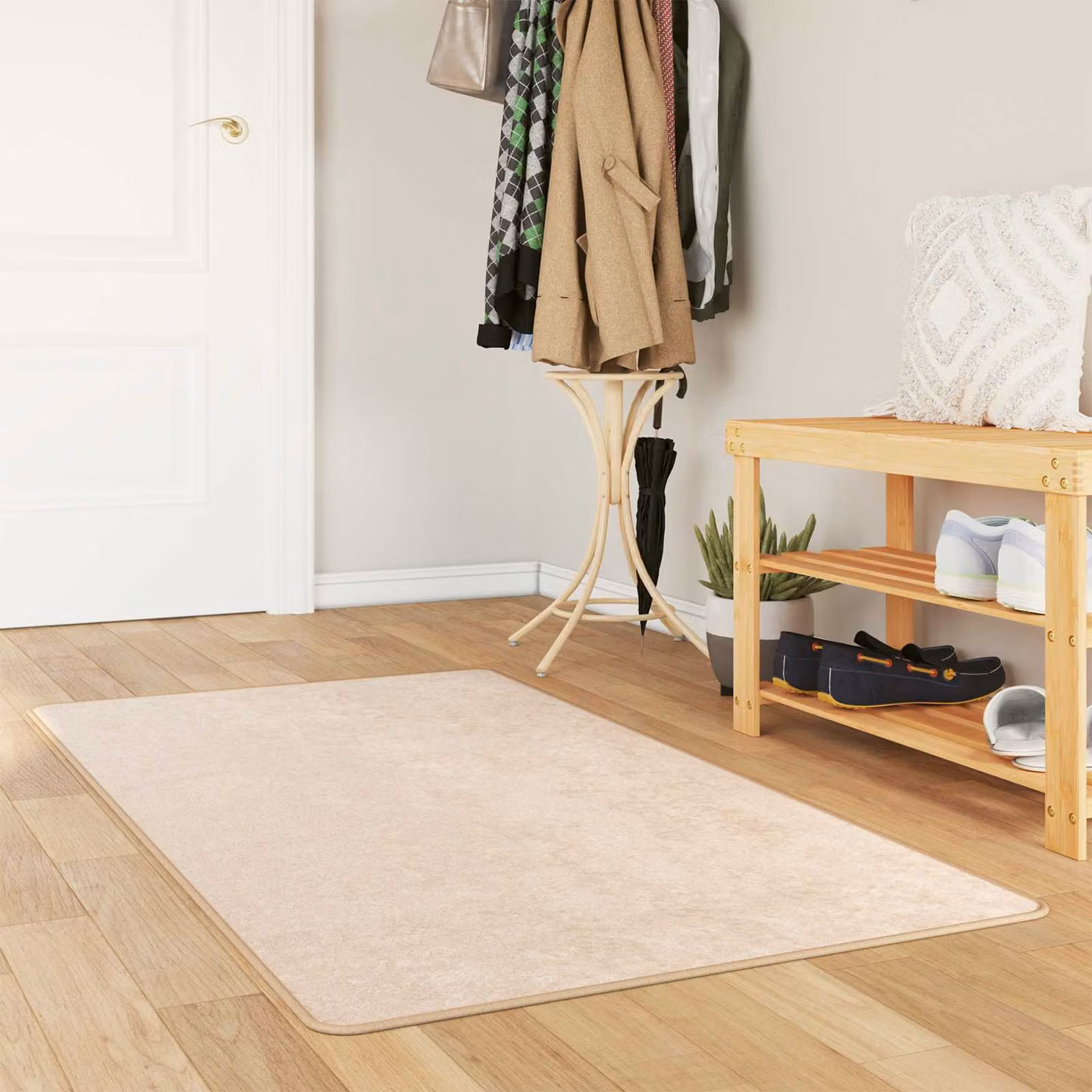 Tappeto Runner MARSA vidaXL, Colore Beige, L: 80 cm x P: 350 cm, in Poliestere e PVC, Antiscivolo e Lavabile